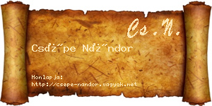 Csépe Nándor névjegykártya